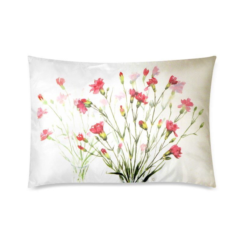 Red Carnation Watercolor Custom Zippered Pillow Case 20"x30"(Twin Sides)