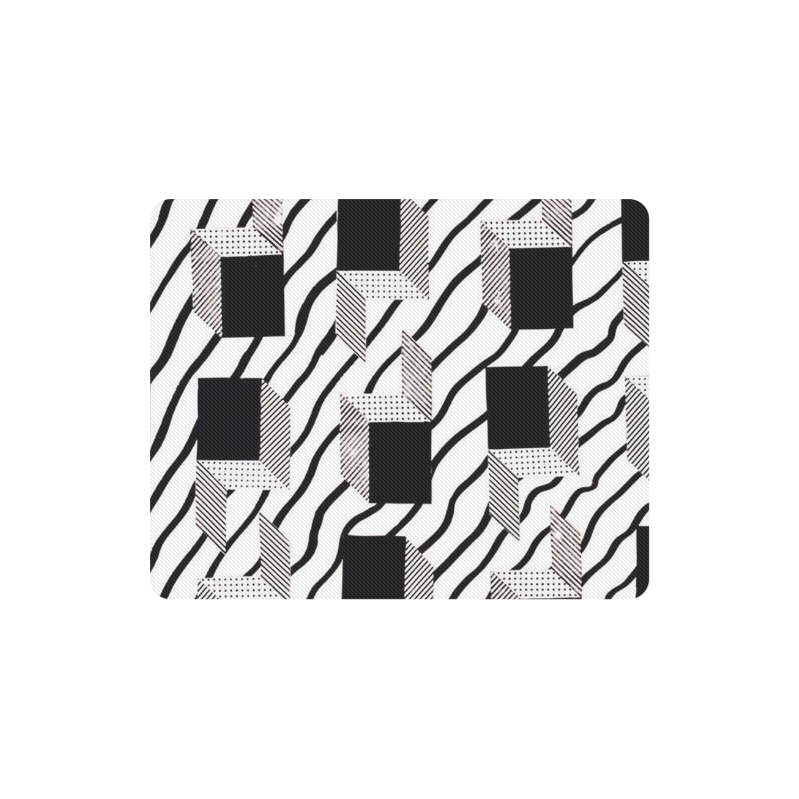 Custom Black White And Gray Grid  Pattern Design Rectangle Mousepad