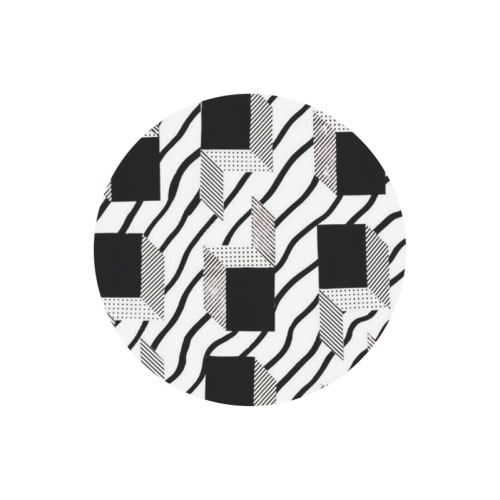Custom Black White And Gray Grid  Pattern Design Round Mousepad