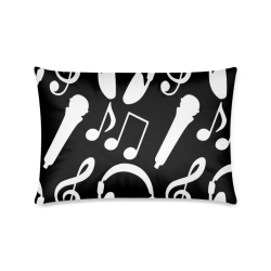 Music Notes Treble Clef Microphone Headphones Custom Zippered Pillow Case 16"x24"(Twin Sides)