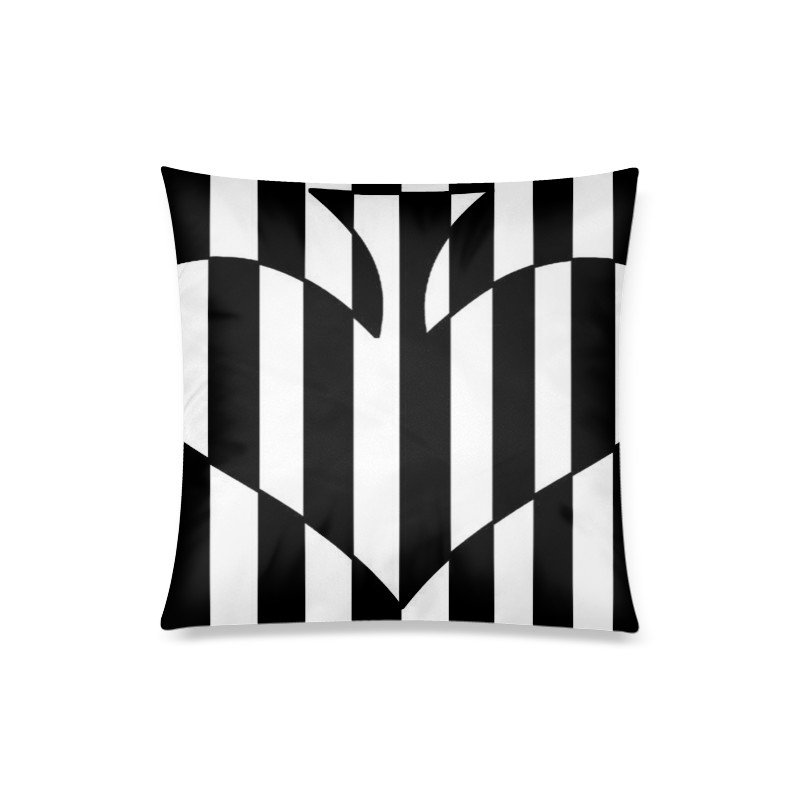 Black And White Heart Design Custom Zippered Pillow Case 20"x20"(Twin Sides)