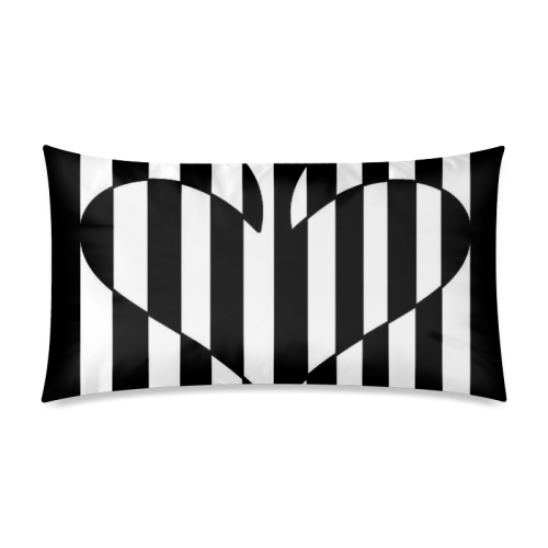 Black And White Heart Design Rectangle Pillow Case 20"x36"(Twin Sides)