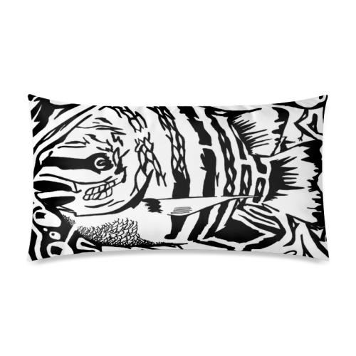 Black And White Funny Design Fish Rectangle Pillow Case 20"x36"(Twin Sides)