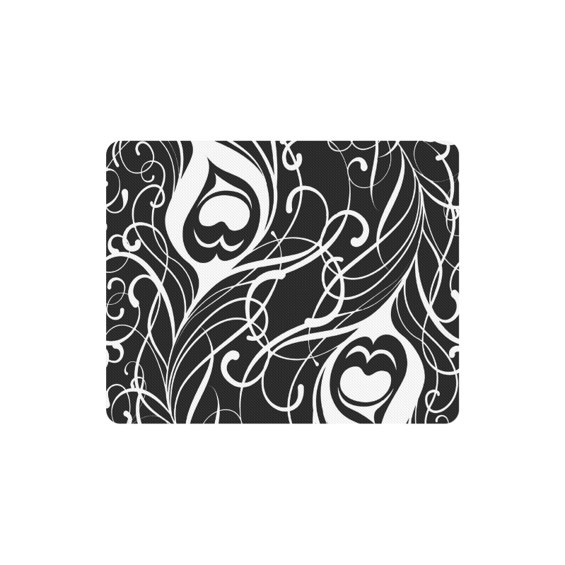 Custom Black And White Peacock Feather Rectangle Mousepad