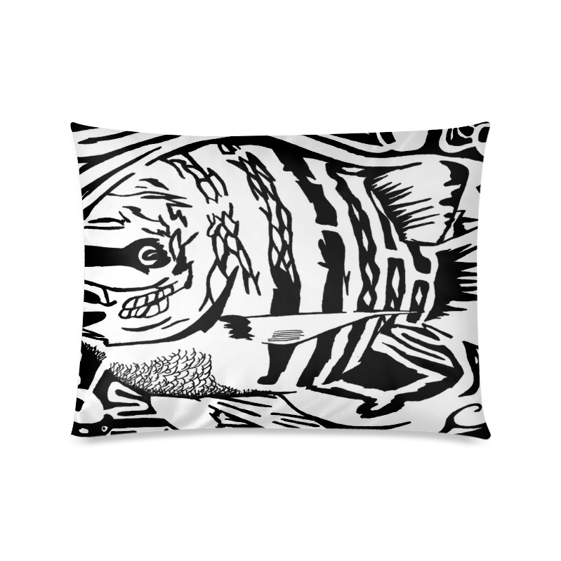 Black And White Funny Design Fish Custom Zippered Pillow Case 20"x26"(Twin Sides)