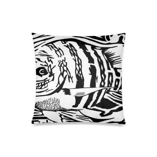 Black And White Funny Design Fish Custom Zippered Pillow Case 20"x20"(Twin Sides)