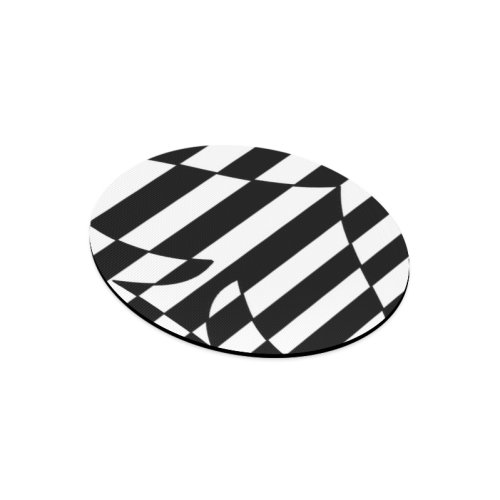 Black And White Heart Design Round Mousepad