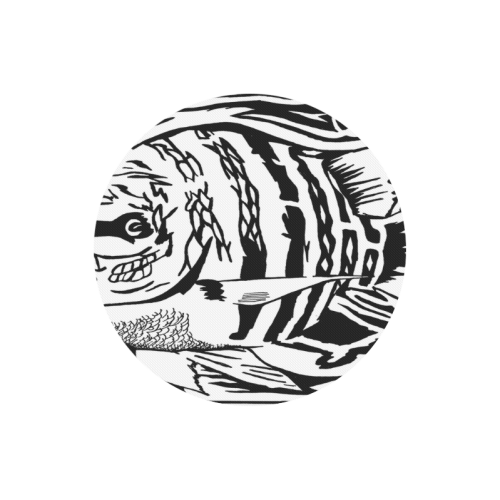 Black And White Funny Design Fish Round Mousepad