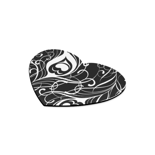 Custom Black And White Peacock Feather Heart-shaped Mousepad