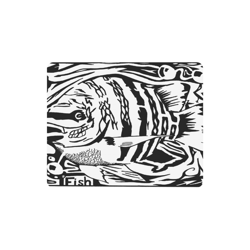 Black And White Funny Design Fish Rectangle Mousepad