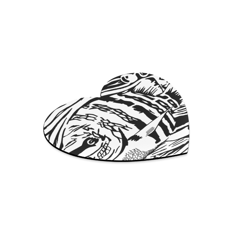 Black And White Funny Design Fish Heart-shaped Mousepad