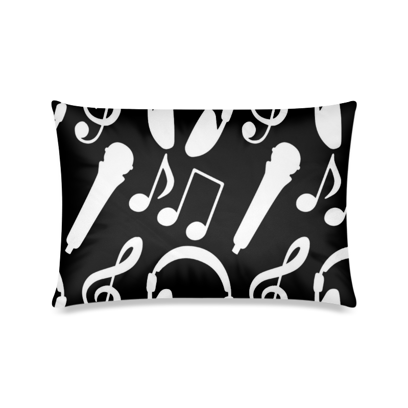 Music Notes Treble Clef Microphone Headphones Custom Zippered Pillow Case 16"x24"(Twin Sides)
