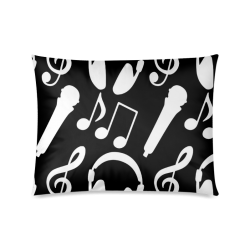 Music Notes Treble Clef Microphone Headphones Custom Zippered Pillow Case 20"x26"(Twin Sides)