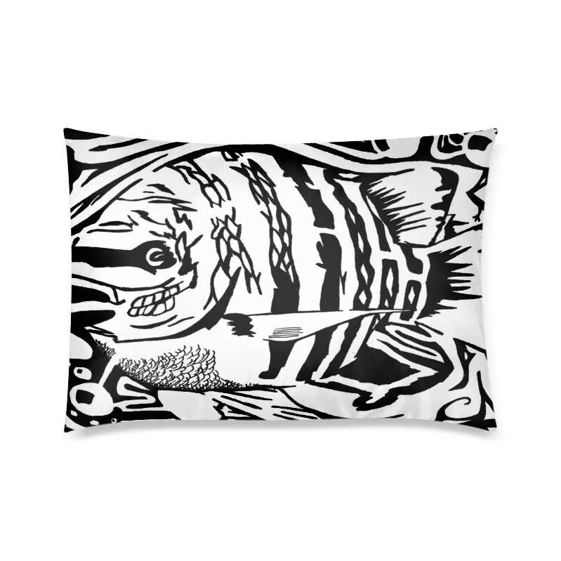 Black And White Funny Design Fish Custom Zippered Pillow Case 20"x30"(Twin Sides)