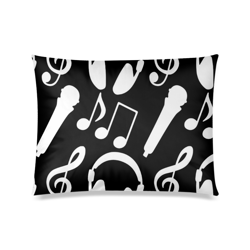 Music Notes Treble Clef Microphone Headphones Custom Zippered Pillow Case 20"x26"(Twin Sides)
