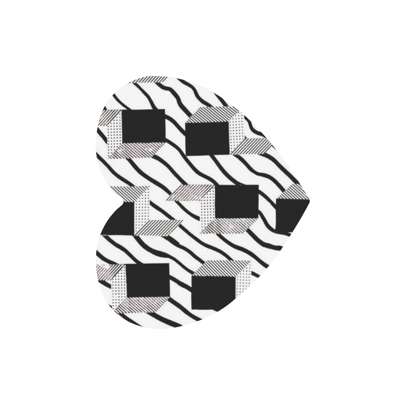 Custom Black White And Gray Grid  Pattern Design Heart-shaped Mousepad