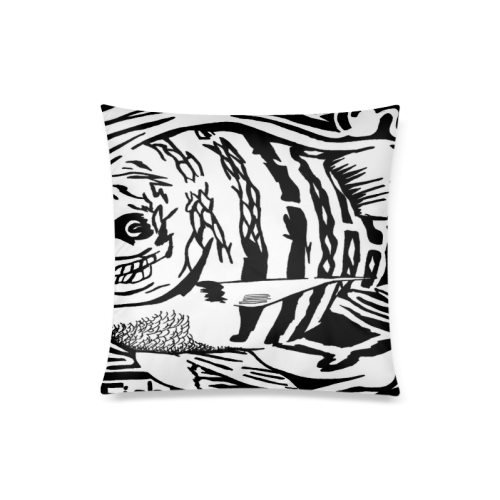 Black And White Funny Design Fish Custom Zippered Pillow Case 20"x20"(Twin Sides)