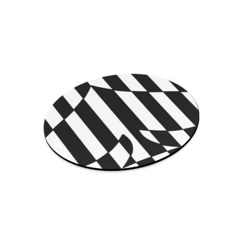 Black And White Heart Design Round Mousepad
