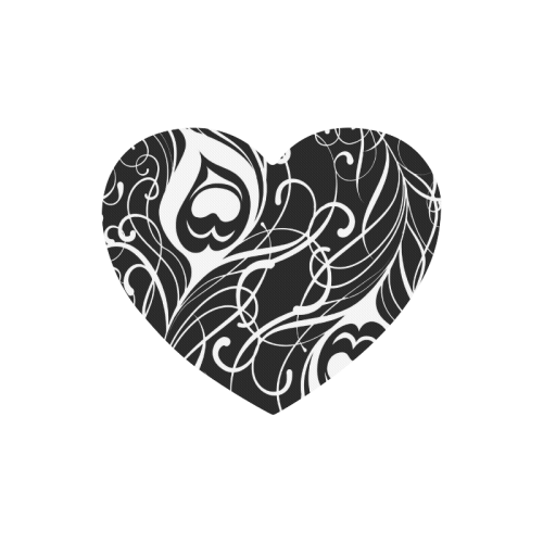 Custom Black And White Peacock Feather Heart-shaped Mousepad