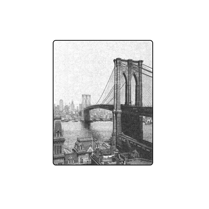 Brooklyn Bridge Over East River and Surrounding Ar Blanket 40"x50"