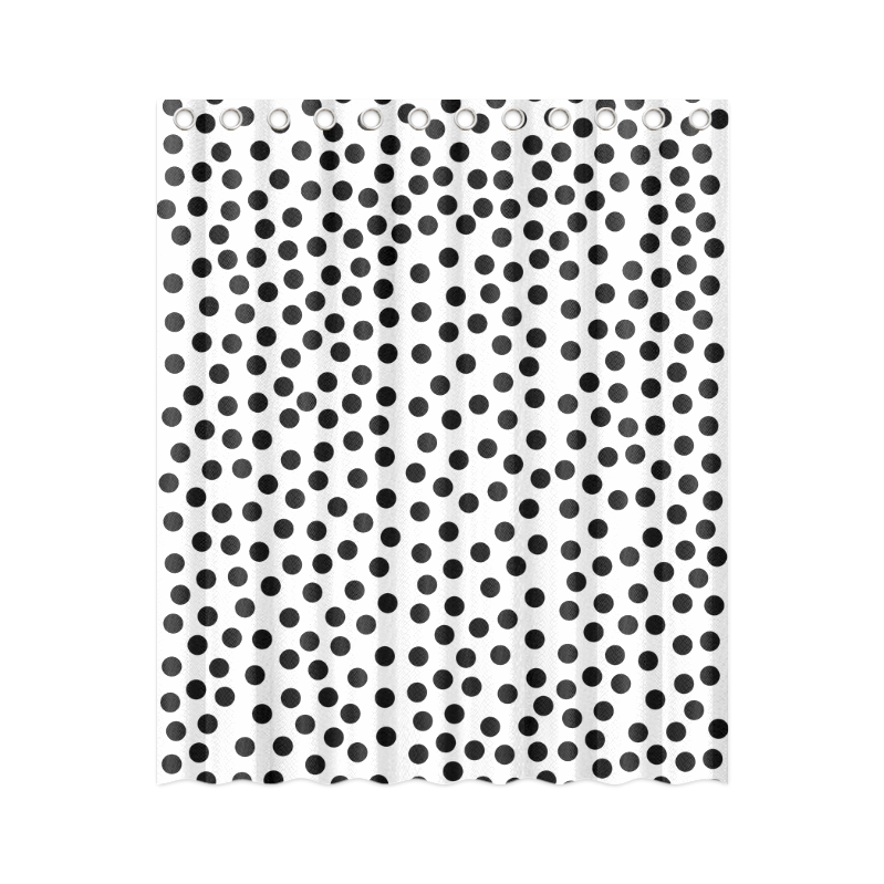 Black Polka Dot Design Shower Curtain 60"x72"