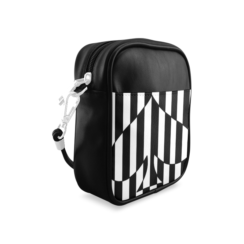 Black And White Heart Design Sling Bag (Model 1627)