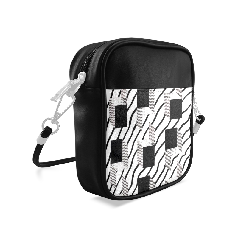 Custom Black White And Gray Grid  Pattern Design Sling Bag (Model 1627)