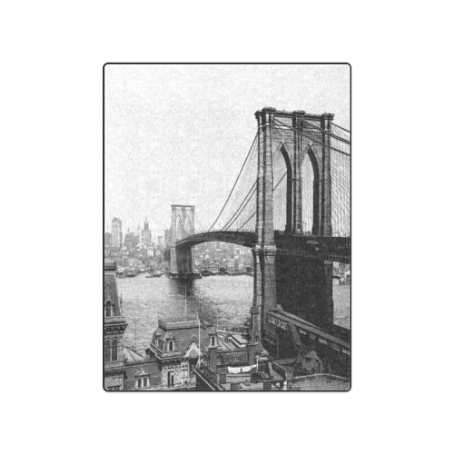 Brooklyn Bridge Over East River and Surrounding Ar Blanket 50"x60"