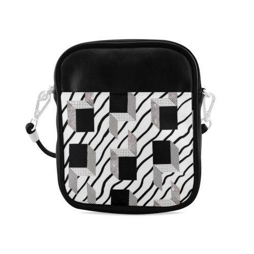 Custom Black White And Gray Grid  Pattern Design Sling Bag (Model 1627)