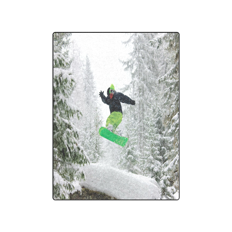 Snowboarder Green Blanket 50"x60"
