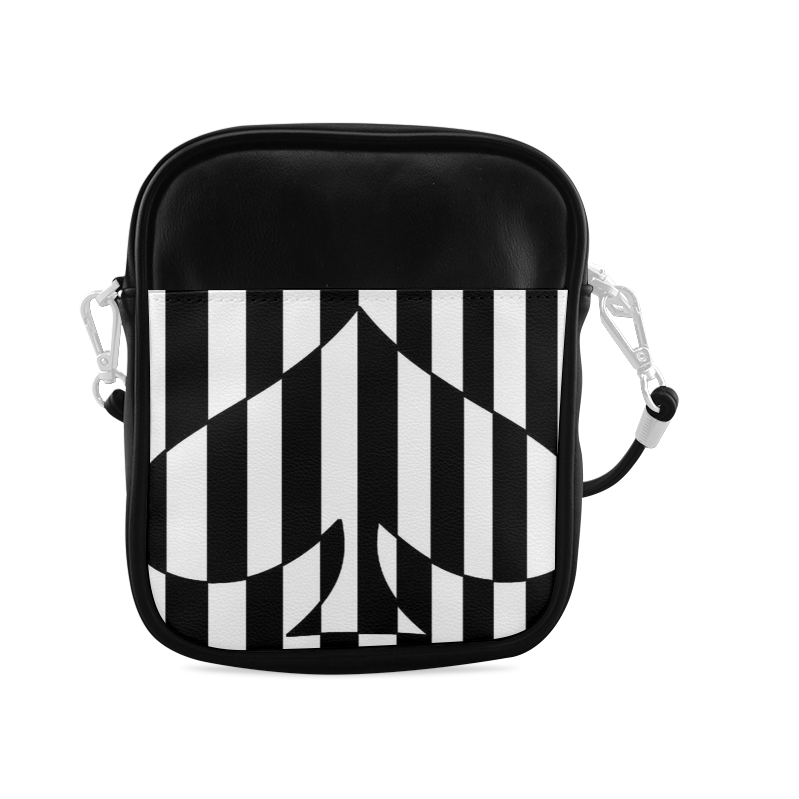 Black And White Heart Design Sling Bag (Model 1627)