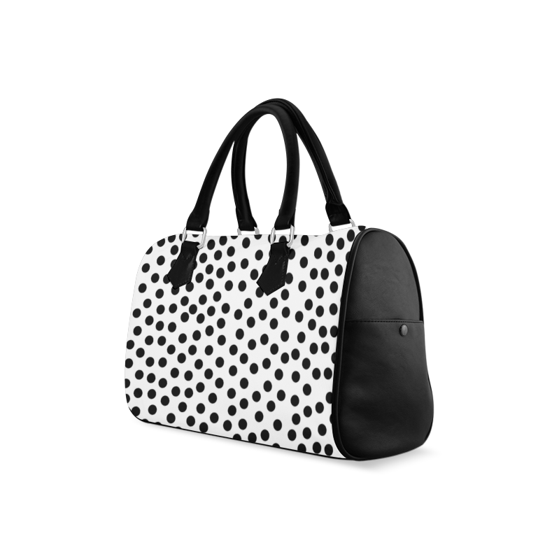 Black Polka Dot Design Boston Handbag (Model 1621)