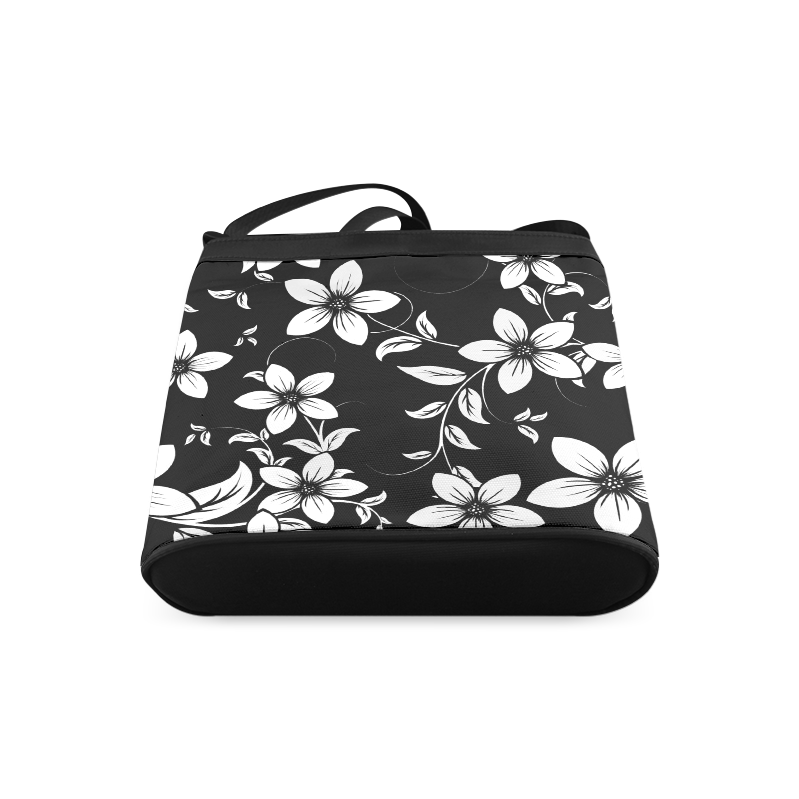Black And White Designs Patterns Flower Crossbody Bags (Model 1613)