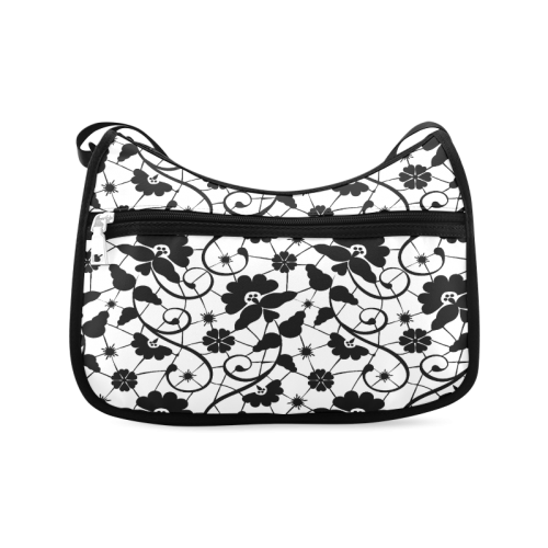 Czarna Koronka Tkanina Custom Arts Pattern Design Crossbody Bags (Model 1616)