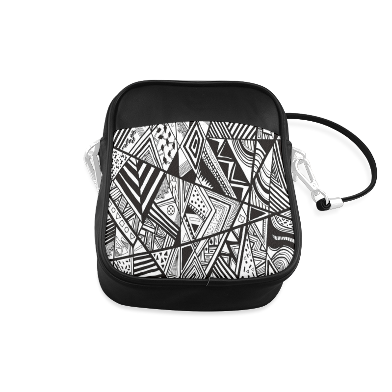 Black And White Vintage Pattern Design Sling Bag (Model 1627)
