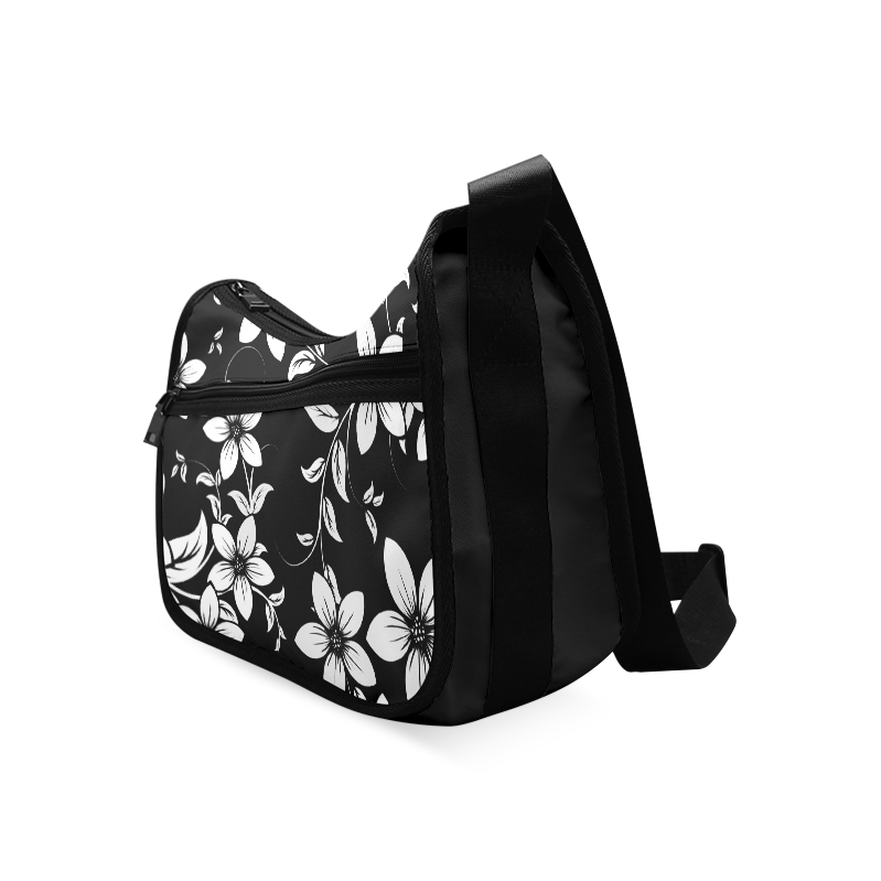 Black And White Designs Patterns Flower Crossbody Bags (Model 1616)