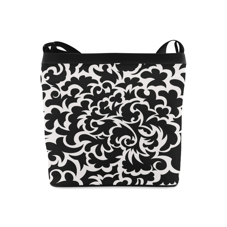 Seamless Floral Pattern Custom Black And White Crossbody Bags (Model 1613)