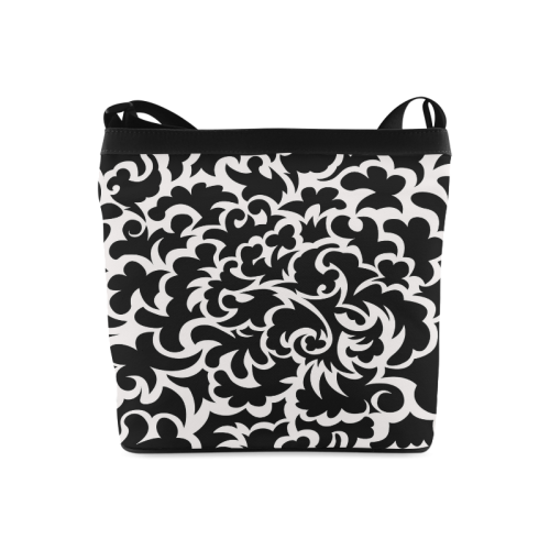 Seamless Floral Pattern Custom Black And White Crossbody Bags (Model 1613)