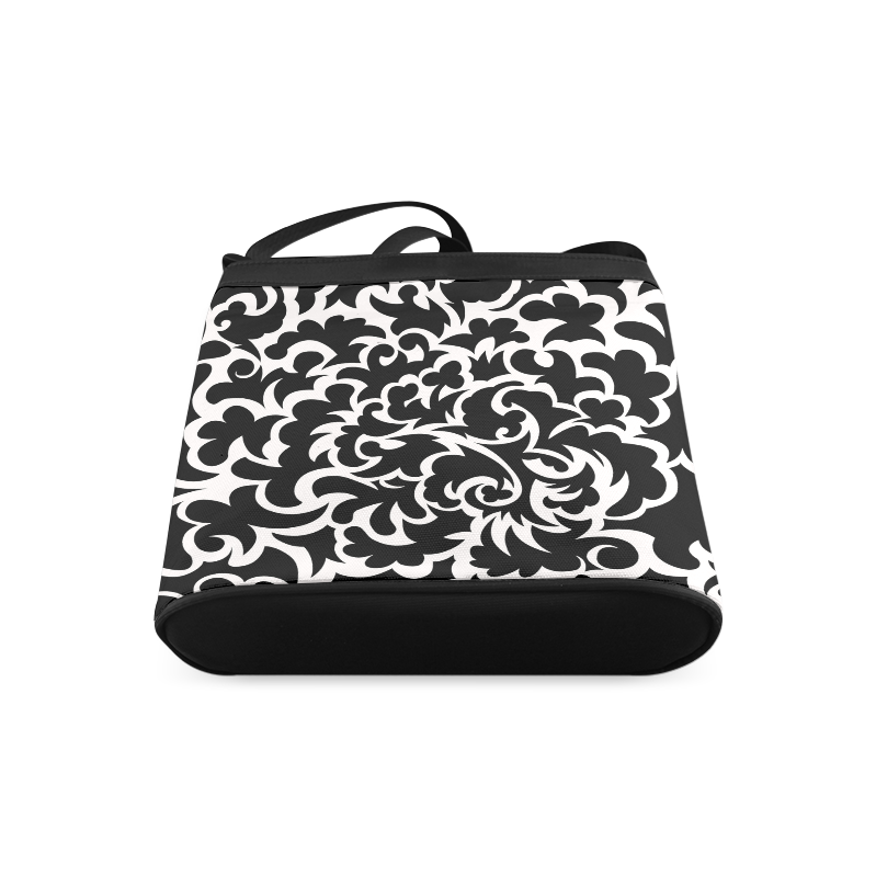 Seamless Floral Pattern Custom Black And White Crossbody Bags (Model 1613)