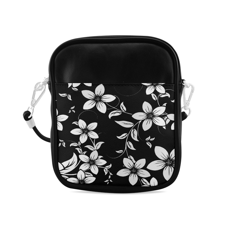 Black And White Designs Patterns Flower Sling Bag (Model 1627)