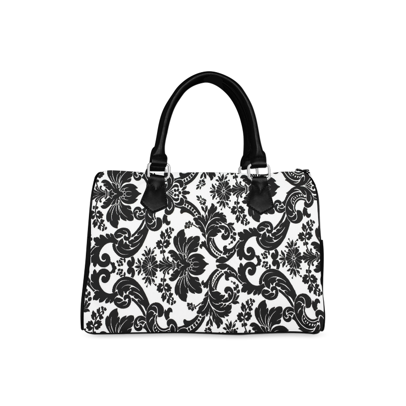 Monochrome Seamless Damask Pattern Custom Artsadd Boston Handbag (Model 1621)