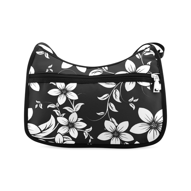 Black And White Designs Patterns Flower Crossbody Bags (Model 1616)