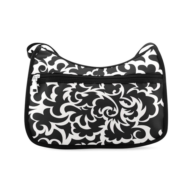 Seamless Floral Pattern Custom Black And White Crossbody Bags (Model 1616)