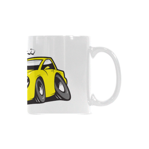 Whistling cartoon car. White mug. White Mug(11OZ)