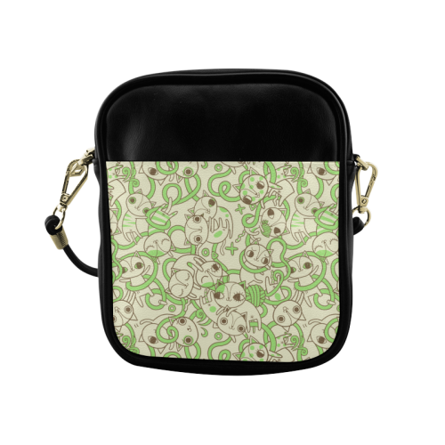 green cat Pattern Sling Bag (Model 1627)