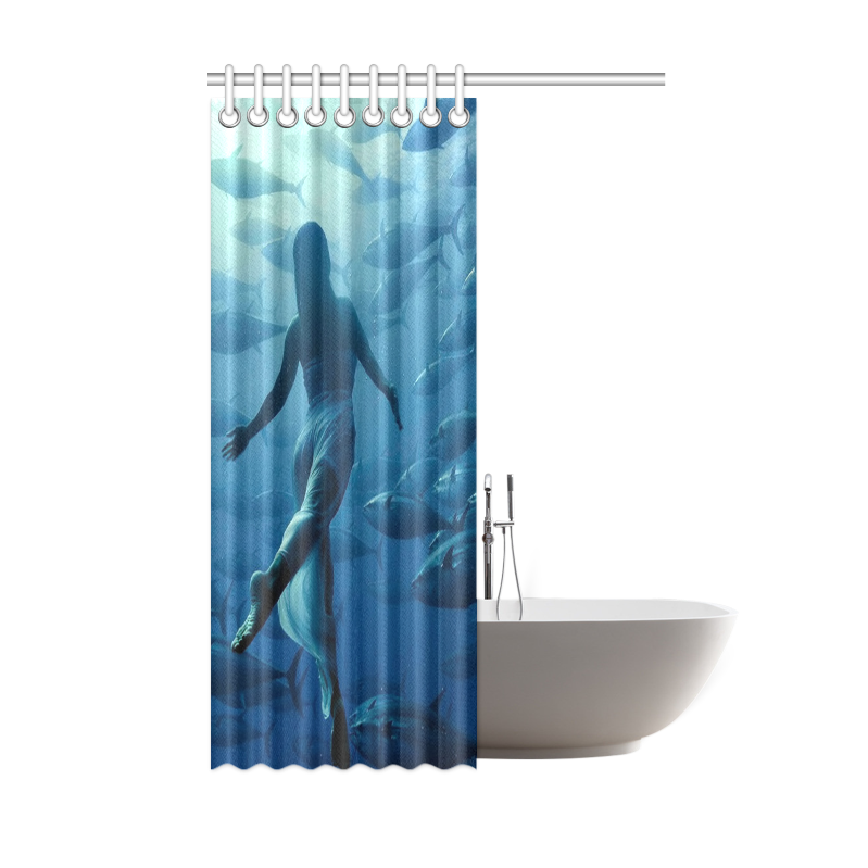 Dive Into The Sea With Fish Shower Curtain 48"x72"