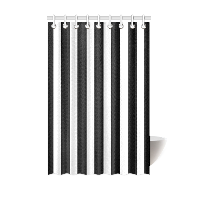 Black And White Stripes Cool Design Shower Curtain 48"x72"