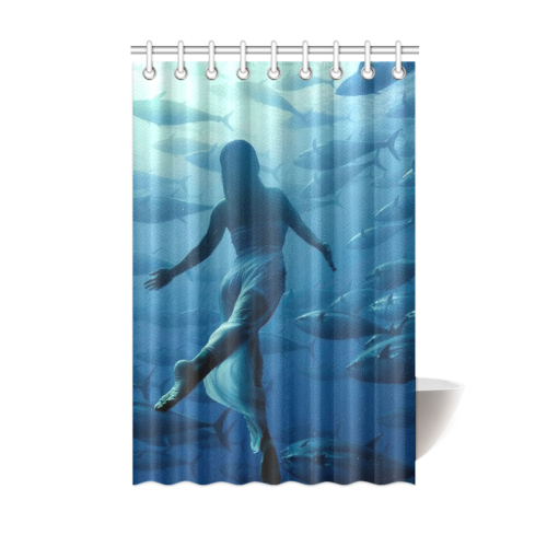 Dive Into The Sea With Fish Shower Curtain 48"x72"