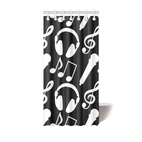 Music Notes Treble Clef Microphone Headphones Shower Curtain 36"x72"
