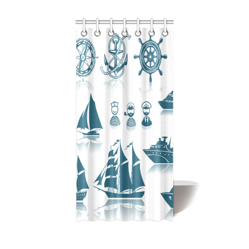 Compass Sail-boat Ship Design Shower Curtain 36"x72"